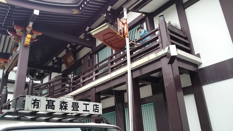 八戸市内天聖寺さんの本堂畳表替え、終了しました。京間ｻｲｽﾞ麻綿ｗ表使用